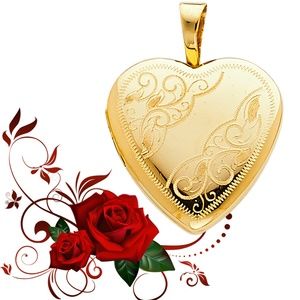 14K Yellow Gold  Heart Locket Pendant